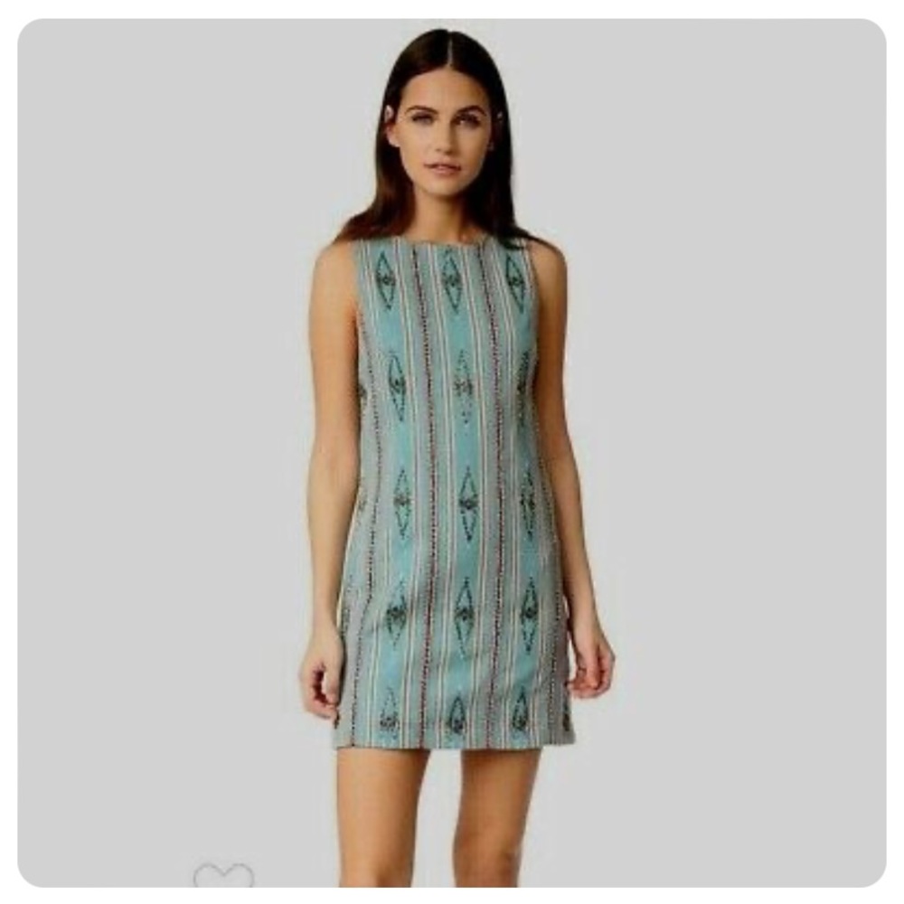 NWT Alice + Olivia Embroidered Folk Green Dress